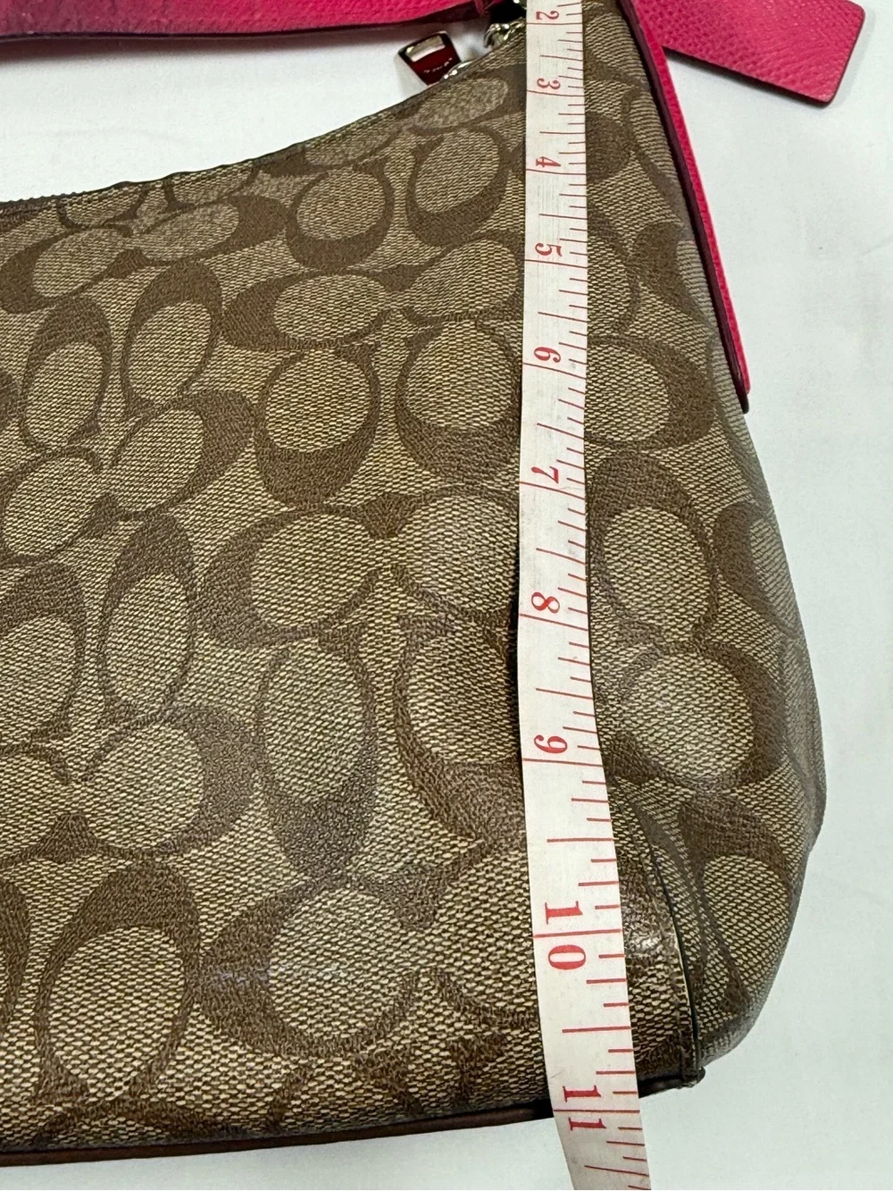 COACH Womens East West Celeste Hobo F34899 Signature Canvas Shoulder Bag Pink